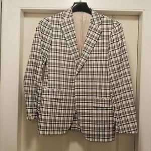 Men's Ty-Lr Cream and Navy Check Sport Coat